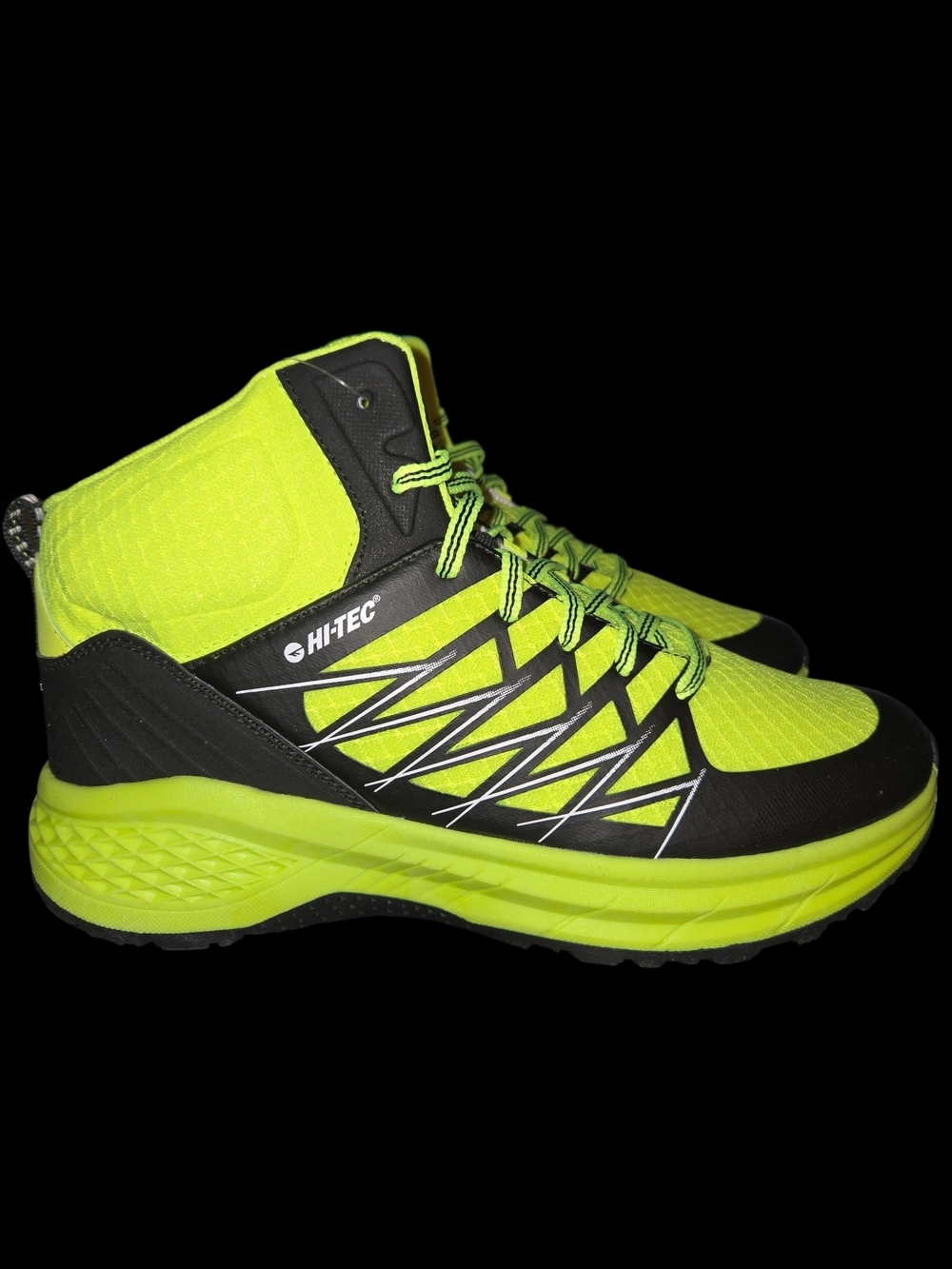 Hi-Tec Demolisher High-Top Hiking Boots in Neon Lime and Black Size US 9